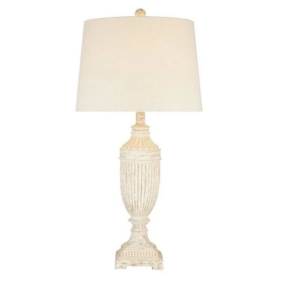 28" Faux Wood Table Lamp (Includes LED Light Bulb) White - Cresswell Lighting 1 28" Faux Wood Table Lamp (Includes LED Light Bulb) White - Cresswell Lighting