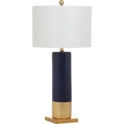 (Set of 2) 31" Dolce Table Lamp Navy/Gold (Includes CFL Light Bulb) - Safavieh -Desk Lamps sales shop unnamed file 535