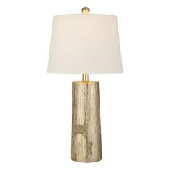 24" Faux Wood Table Lamp (Includes LED Light Bulb) Silver - Cresswell Lighting