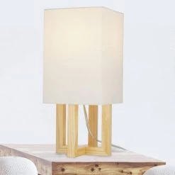 15" Square MDF Table Lamp Natural - Cresswell Lighting -Desk Lamps sales shop unnamed file 5392