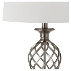 (Set of 2) 26.8" Lattice Urn Table Lamp Nickel (Includes CFL Light Bulb) - Safavieh