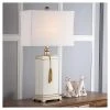 32" Amiliana Glazed Tassel Lamp Cream (Includes CFL Light Bulb) - Safavieh