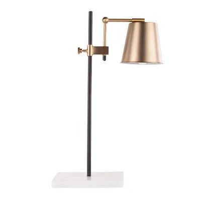 25-29" Metric Table Lamp Antique Brass/White - LumiSource 2 25-29" Metric Table Lamp Antique Brass/White - LumiSource - Image 2
