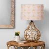 Rattan Table Lamp Pink Shade - Opalhouse