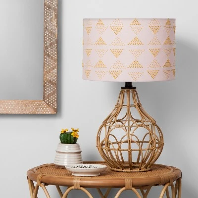 Rattan Table Lamp Pink Shade - Opalhouse 1 Rattan Table Lamp Pink Shade - Opalhouse