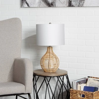 20" Bryce Rattan Silverwood Table Lamp (Includes LED Light Bulb) Light Brown - Decor Therapy 2 20" Bryce Rattan Silverwood Table Lamp (Includes LED Light Bulb) Light Brown - Decor Therapy - Image 2