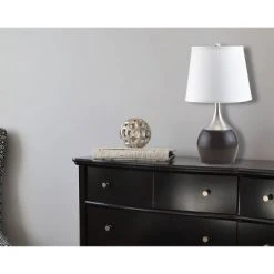 24.5" Modern Metal Table Lamp with Touch Sensor Brown/White - Ore International