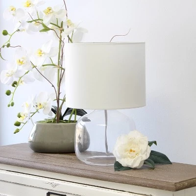 Glass Table Lamp with Fabric Shade Fresh White - Simple Designs 3 Glass Table Lamp with Fabric Shade Fresh White - Simple Designs - Image 3