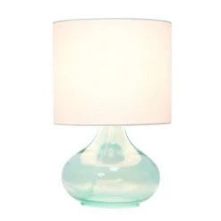Glass Raindrop Table Lamp with Fabric Shade Aqua - Simple Designs