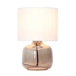 Glass Table Lamp with Fabric Shade White - Simple Designs