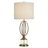 Transitional Satin Brass Double Ring Table Lamp with Glass Pedestal Gray - StyleCraft