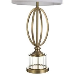 Transitional Satin Brass Double Ring Table Lamp with Glass Pedestal Gray - StyleCraft -Desk Lamps sales shop unnamed file 643