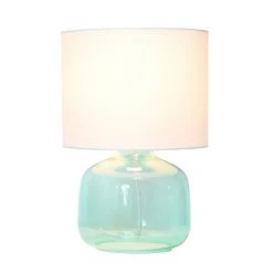 Glass Table Lamp with Fabric Shade Aqua - Simple Designs