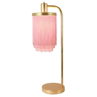 26.5" Framboise Fringe Shade Table Lamp Gold Leaf - Decor Therapy 1 26.5" Framboise Fringe Shade Table Lamp Gold Leaf - Decor Therapy