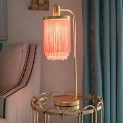 26.5" Framboise Fringe Shade Table Lamp Gold Leaf - Decor Therapy 15 26.5" Framboise Fringe Shade Table Lamp Gold Leaf - Decor Therapy -Desk Lamps sales shop unnamed file 701