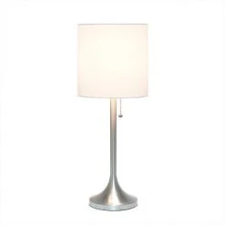 Tapered Desk Lamp with Fabric Drum Shade Silver - Simple Designs
