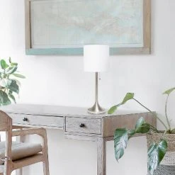 Tapered Desk Lamp with Fabric Drum Shade Silver - Simple Designs -Desk Lamps sales shop unnamed file 710