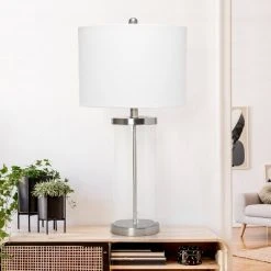 Entrapped Glass Table Lamp with Fabric Shade Brushed Nickel - Lalia Home -Desk Lamps sales shop unnamed file 719