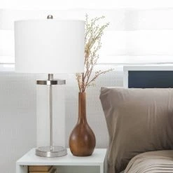 Entrapped Glass Table Lamp with Fabric Shade Brushed Nickel - Lalia Home -Desk Lamps sales shop unnamed file 720