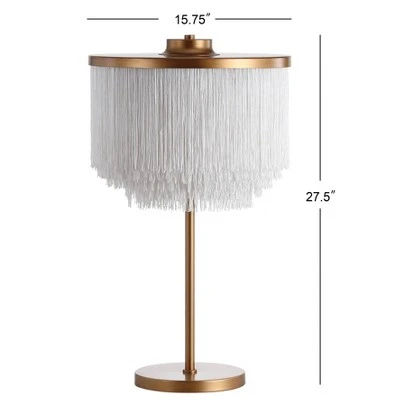 JONATHAN Y 27.5" Fringed/Metal Coco Table Lamp (Includes LED Light Bulb) Gold - JONATHAN Y 3 JONATHAN Y 27.5" Fringed/Metal Coco Table Lamp (Includes LED Light Bulb) Gold - JONATHAN Y - Image 3