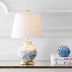 JONATHAN Y 20.5" Ceramic Holly Marbleized Table Lamp (Includes LED Light Bulb) Blue - JONATHAN Y