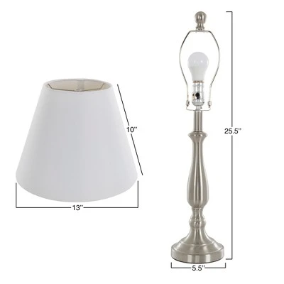 Set of 2 Table Lamps Traditional Brushed Steel (Includes LED Light Bulb) - Yorkshire Home 1 Set of 2 Table Lamps Traditional Brushed Steel (Includes LED Light Bulb) - Yorkshire Home