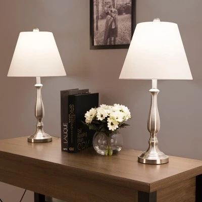 Set of 2 Table Lamps Traditional Brushed Steel (Includes LED Light Bulb) - Yorkshire Home 2 Set of 2 Table Lamps Traditional Brushed Steel (Includes LED Light Bulb) - Yorkshire Home - Image 2