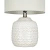 15.25" Textured Ceramic Accent Table Lamp with Linen Shade (Includes LED Light Bulb) White - Cresswell Lighting