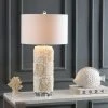JONATHAN Y 28.5" Seashell/Resin/Crystal Rosette Table Lamp (Includes LED Light Bulb) White - JONATHAN Y