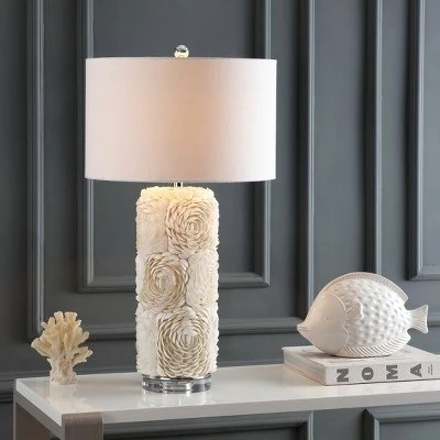 JONATHAN Y 28.5" Seashell/Resin/Crystal Rosette Table Lamp (Includes LED Light Bulb) White - JONATHAN Y 1 JONATHAN Y 28.5" Seashell/Resin/Crystal Rosette Table Lamp (Includes LED Light Bulb) White - JONATHAN Y