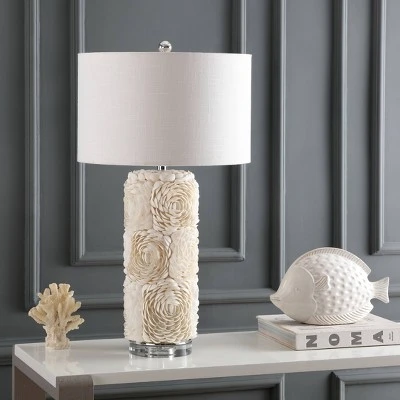 JONATHAN Y 28.5" Seashell/Resin/Crystal Rosette Table Lamp (Includes LED Light Bulb) White - JONATHAN Y 2 JONATHAN Y 28.5" Seashell/Resin/Crystal Rosette Table Lamp (Includes LED Light Bulb) White - JONATHAN Y - Image 2