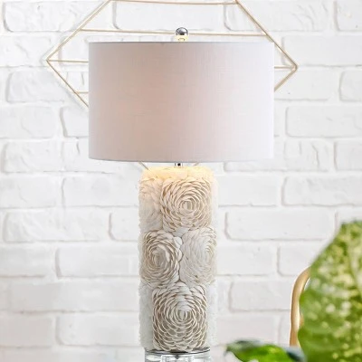 JONATHAN Y 28.5" Seashell/Resin/Crystal Rosette Table Lamp (Includes LED Light Bulb) White - JONATHAN Y 4 JONATHAN Y 28.5" Seashell/Resin/Crystal Rosette Table Lamp (Includes LED Light Bulb) White - JONATHAN Y - Image 4