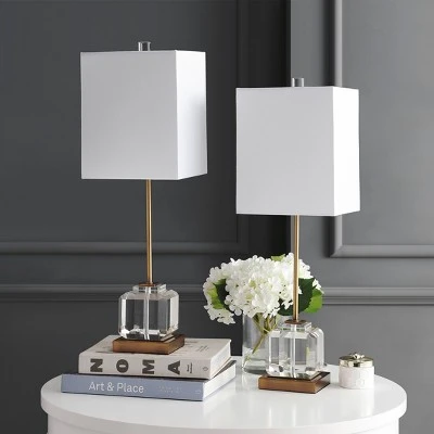 Set of 2 Zayne Table Lamps (Includes LED Light Bulb) Clear/Brass/Gold - Safavieh 1 Set of 2 Zayne Table Lamps (Includes LED Light Bulb) Clear/Brass/Gold - Safavieh