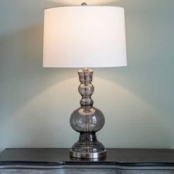 29" x 16" Glass Sadie Sculpted Table Lamp Smoke Translucent - Decor Therapy -Desk Lamps sales shop unnamed file 900
