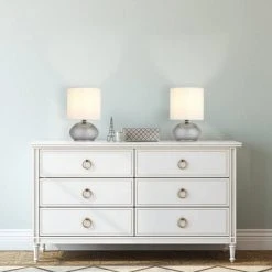 9.25" 2pk Small Matching Touch Table Lamp Set Silver - Cresswell Lighting -Desk Lamps sales shop unnamed file 908