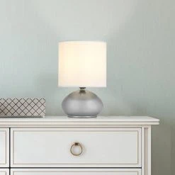 9.25" 2pk Small Matching Touch Table Lamp Set Silver - Cresswell Lighting -Desk Lamps sales shop unnamed file 909