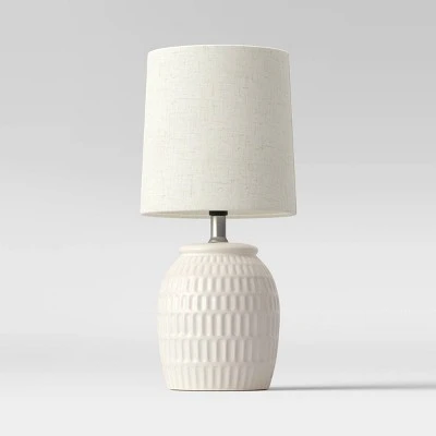 Embossed Scoop Pattern Ceramic Mini Lamp White - Threshold™ 4 Embossed Scoop Pattern Ceramic Mini Lamp White - Threshold™ - Image 4